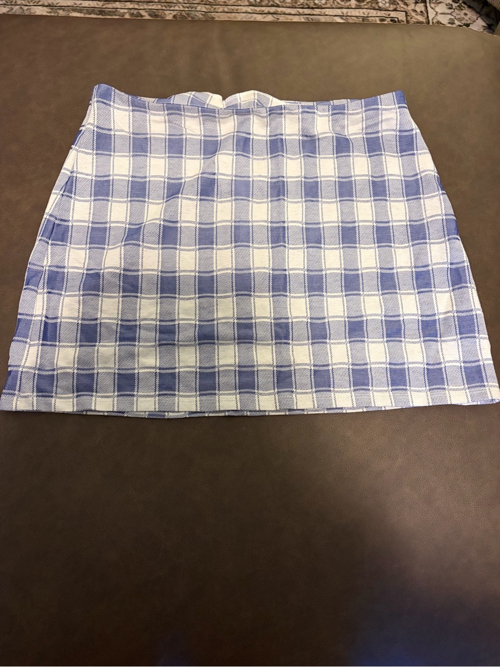 Reformation Blue White Plaid A-Line Mini Skirt Size 10 Preppy